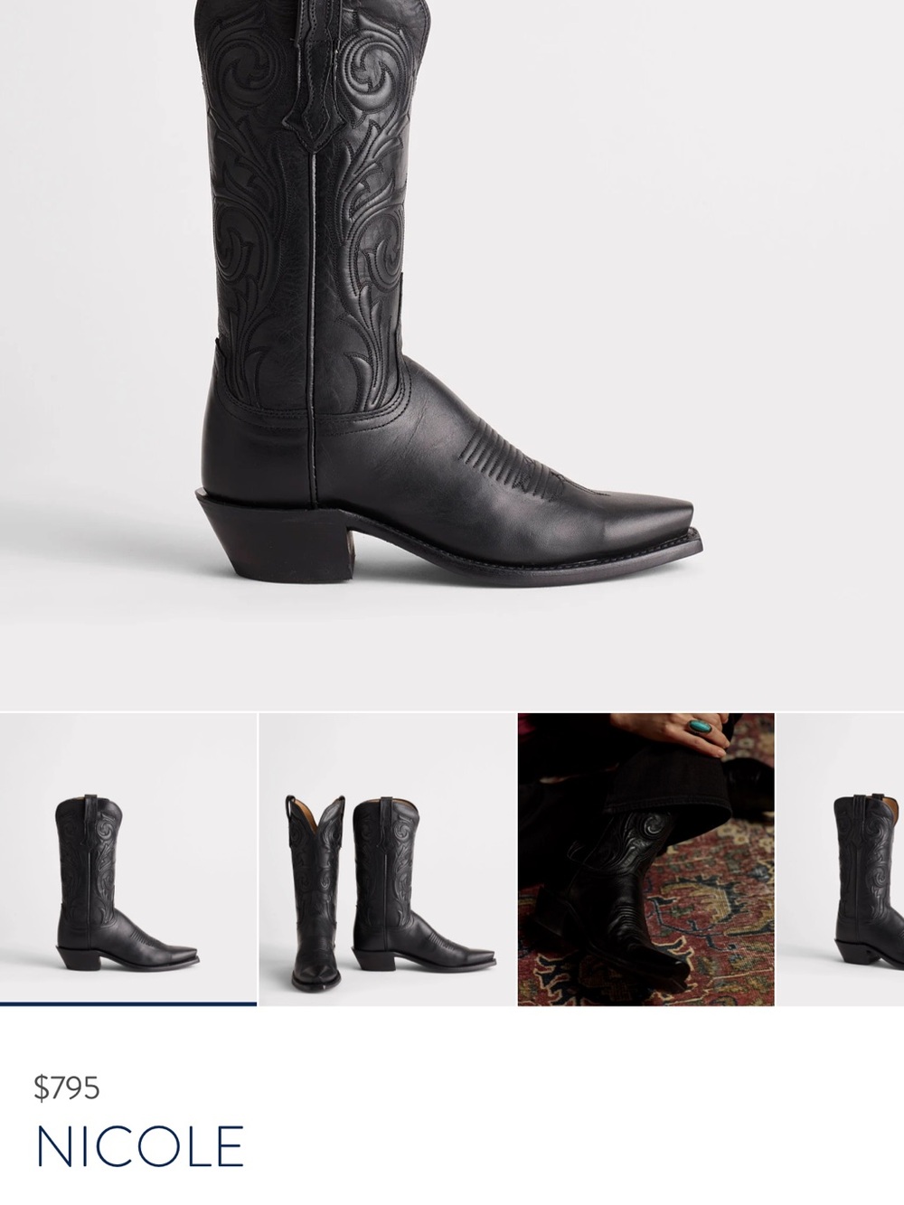 Lucchese Black Nicole Boots 10 - Picture 7 of 7